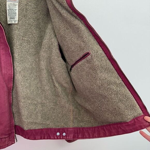 Carhartt Women’s Vintage Sherpa Lined Detroit Raspberry Bomber Jacket WJ097 RBY - Picture 16 of 16